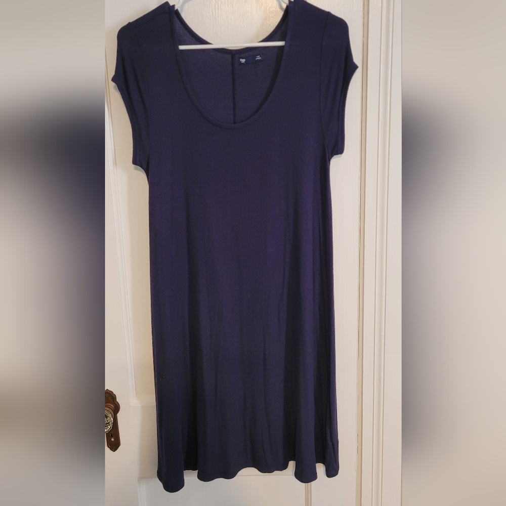 GAP Navy Blue Cotton Ribbed Lightweight T-shirt Dress, Sz L